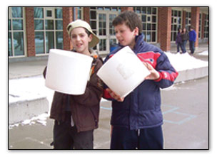 Boys with a bucket